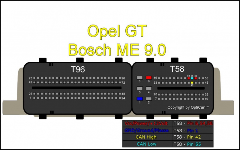 Bosch ME 9.0 (Opel) pinout diagram 2